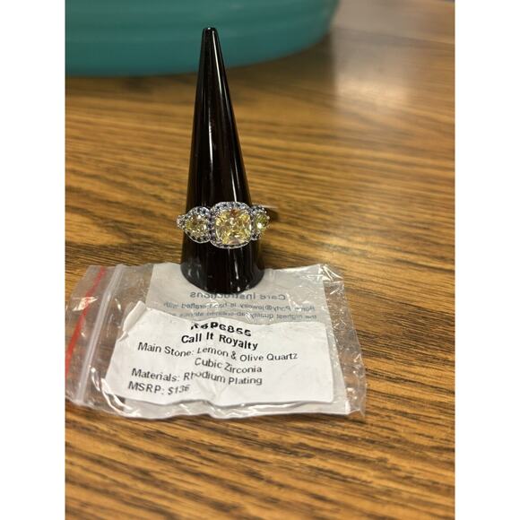 Bomb Party CALL IT ROYALTY Lemon & Olive Quartz Rhodium/Silver Size 11 RBP6855 - Picture 4 of 4